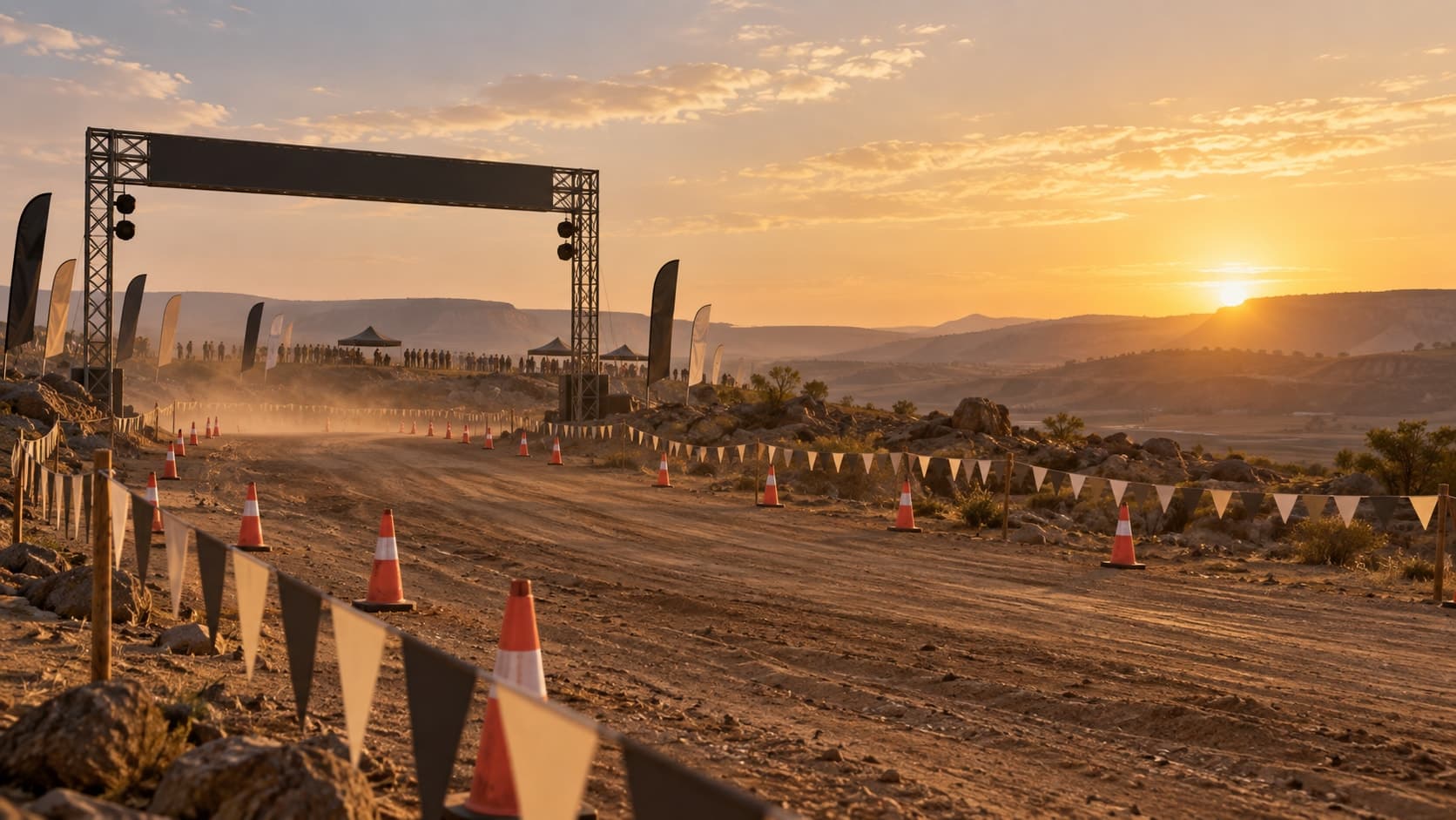 AI-generated off-road event scene, for representation only